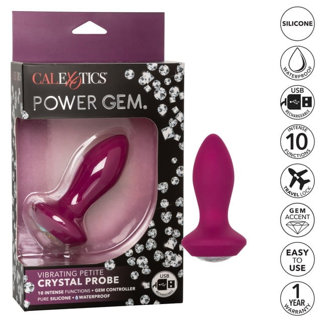 CalExotics Power Gem Vibrating Crystal Anal Probe Petite - Purple