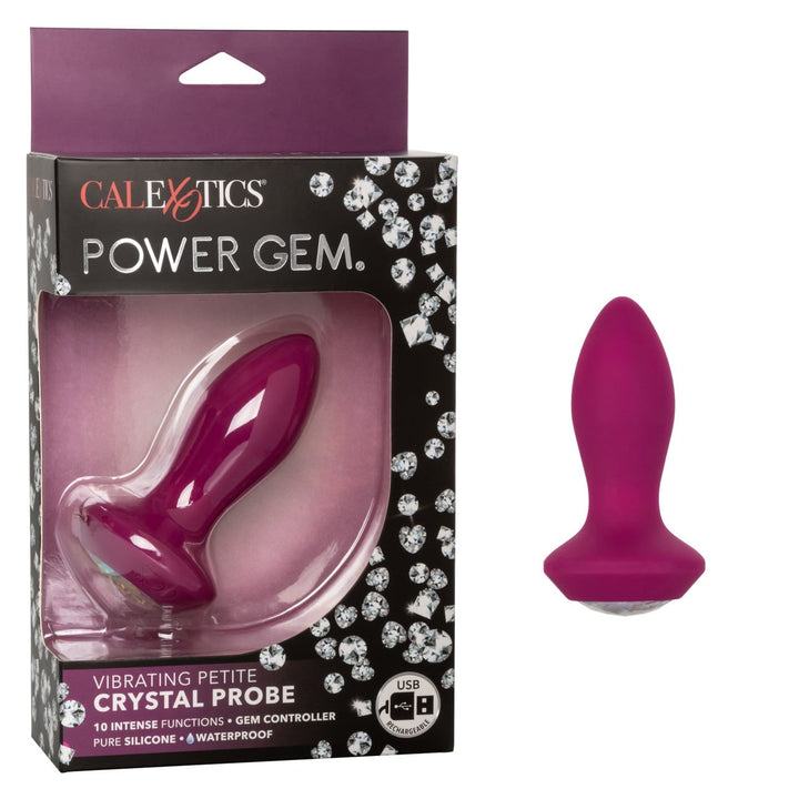 CalExotics Power Gem Vibrating Crystal Anal Probe Petite - Purple