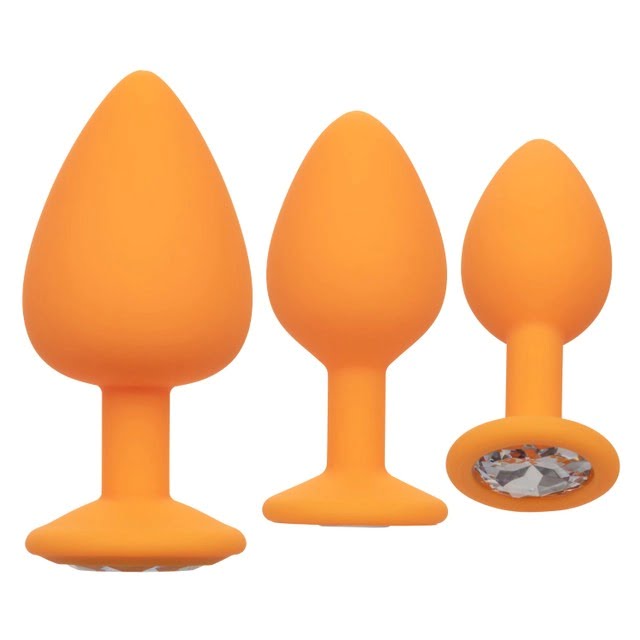 CalExotics Cheeky Gems 3pc Butt Plugs - Orange