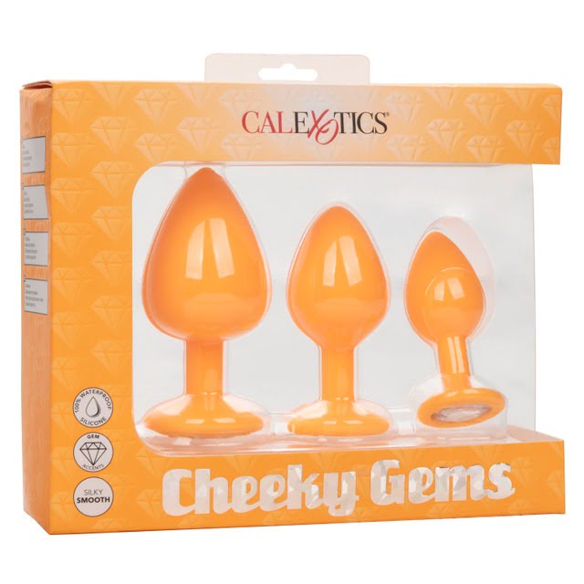 CalExotics Cheeky Gems 3pc Butt Plugs - Orange