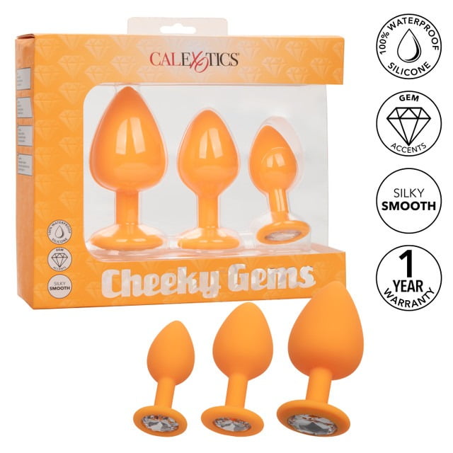 CalExotics Cheeky Gems 3pc Butt Plugs - Orange