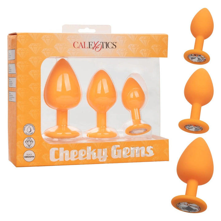 CalExotics Cheeky Gems 3pc Butt Plugs - Orange