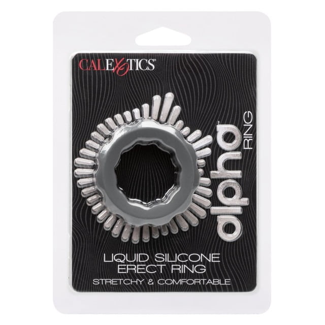 CalExotics Alpha Liquid Silicone Erect Cock Ring - Grey