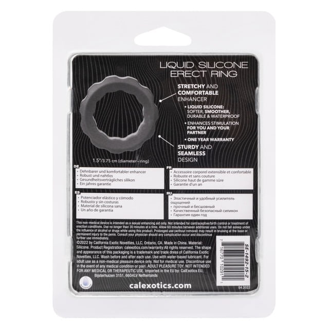 CalExotics Alpha Liquid Silicone Erect Cock Ring - Grey