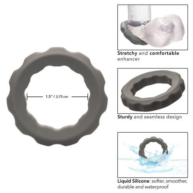 CalExotics Alpha Liquid Silicone Erect Cock Ring - Grey