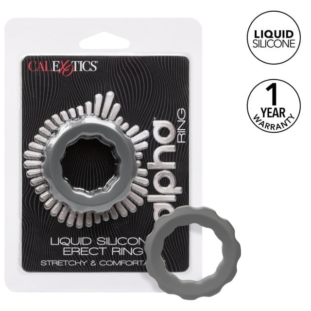 CalExotics Alpha Liquid Silicone Erect Cock Ring - Grey