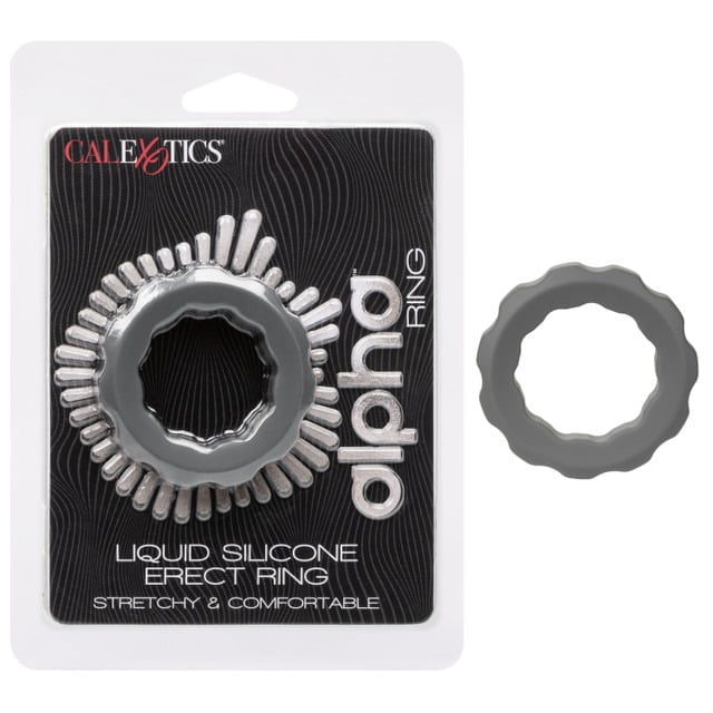 CalExotics Alpha Liquid Silicone Erect Cock Ring - Grey