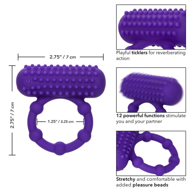 CalExotics 5 Bead Rechargeable Vibrating Maximus Ring - Purple