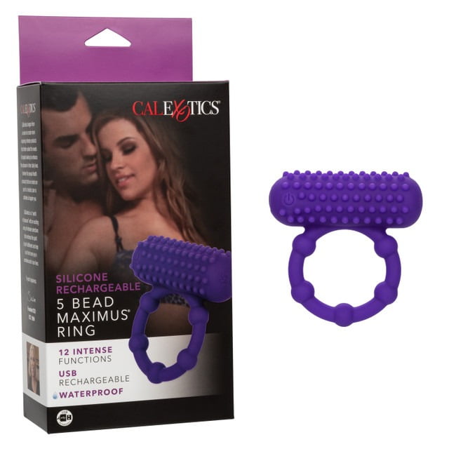 CalExotics 5 Bead Rechargeable Vibrating Maximus Ring - Purple