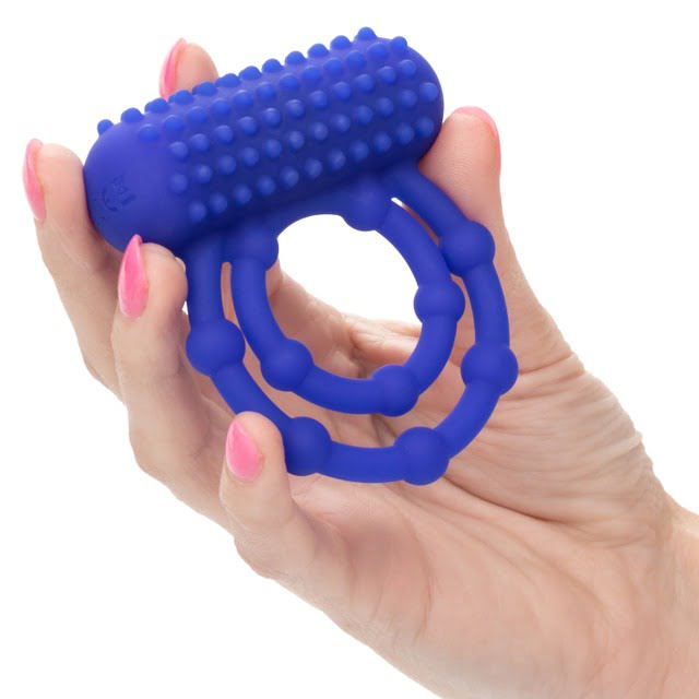 CalExotics 10 Bead Rechargeable Vibrating Maximus Ring - Blue