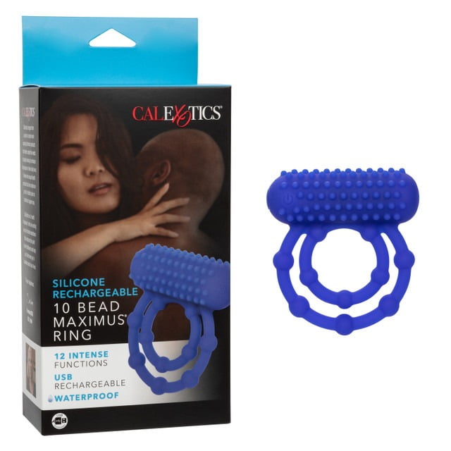 CalExotics 10 Bead Rechargeable Vibrating Maximus Ring - Blue