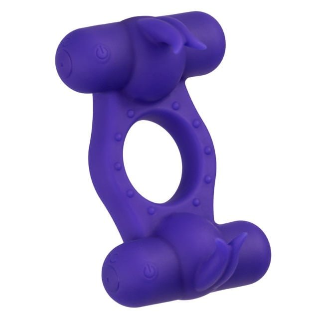 CalExotics Silicone Rechargeable Triple Orgasm Enhancer Cock Ring - Purple