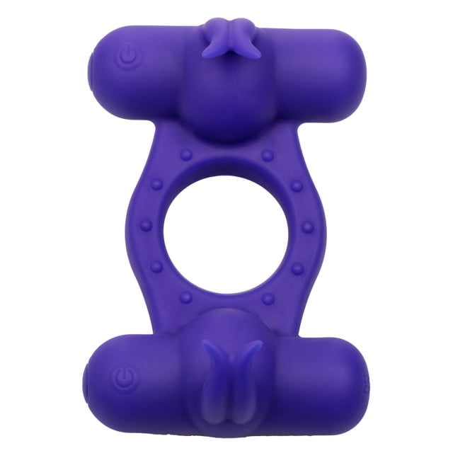 CalExotics Silicone Rechargeable Triple Orgasm Enhancer Cock Ring - Purple