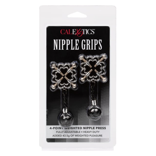 CalExotics Nipple Grips Power Grip 4-Point Weighted Nipple Press - Black & Silver