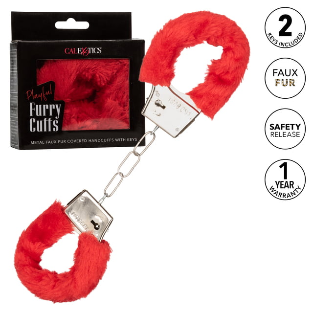 CalExotics Playful Furry Cuffs - Red