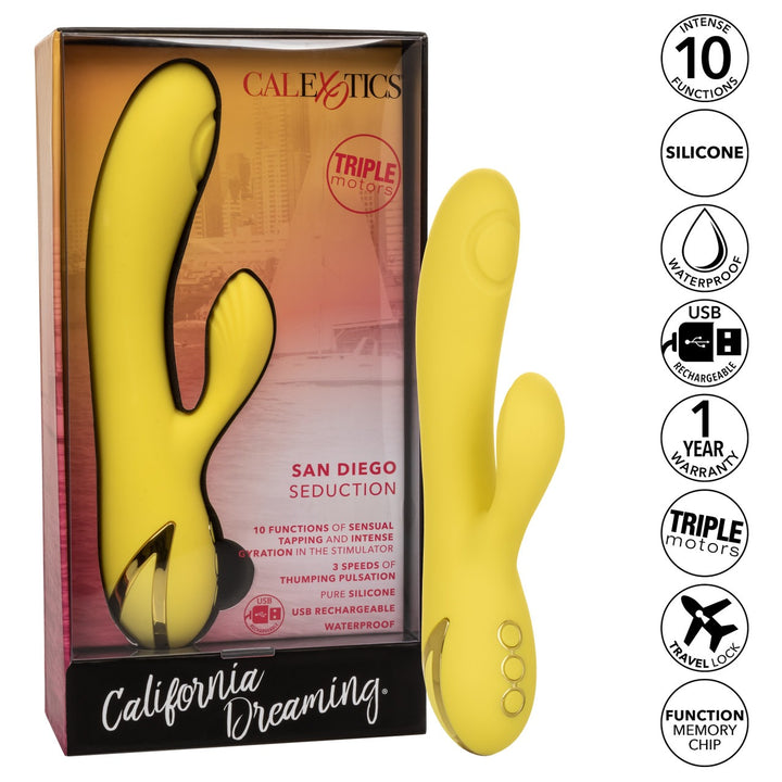 California Dream San Diego Seduction Thumping Rabbit Vibrator - Yellow