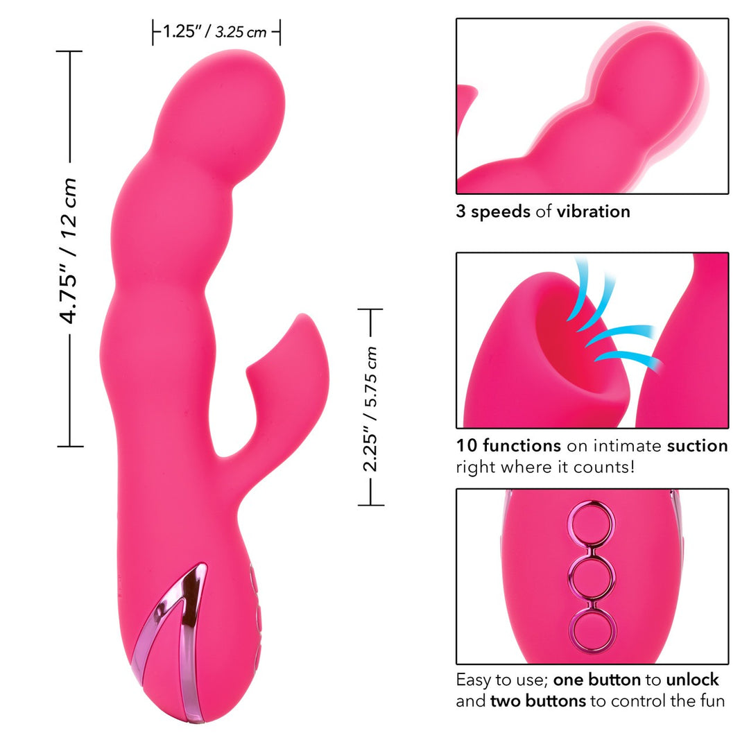 California Dream Oceanside Orgasm Rabbit Vibrator plus Clitoral Suction - Pink