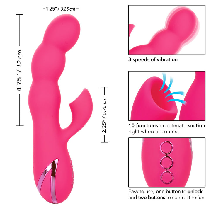 California Dream Oceanside Orgasm Rabbit Vibrator plus Clitoral Suction - Pink