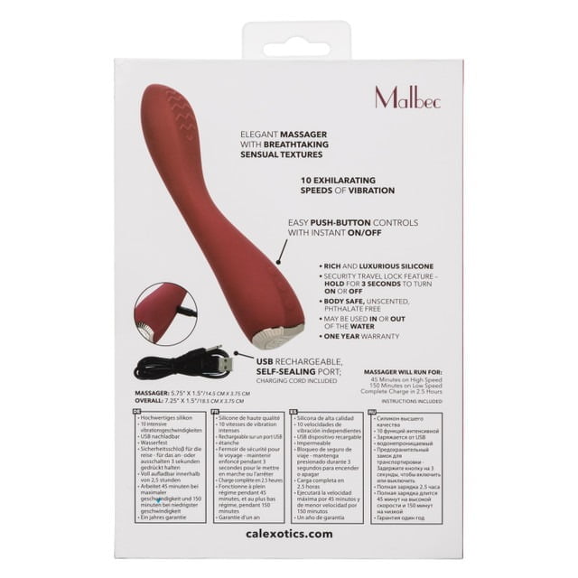 CalExotics Uncorked Malbec Rechargeable G-Spot Vibrator - Wine