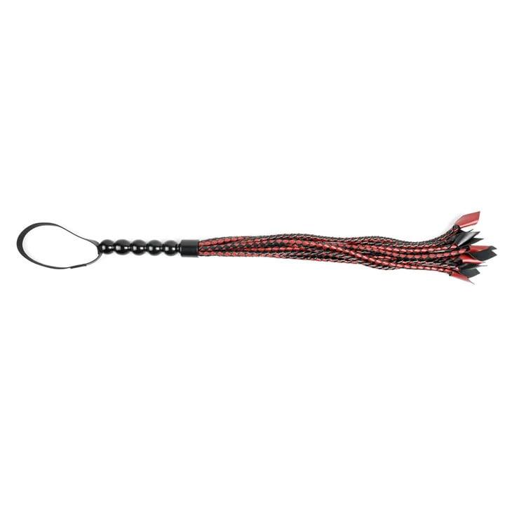 Sportsheets Saffron Braided Flogger - Black & Red