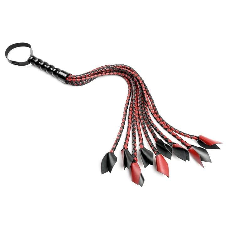 Sportsheets Saffron Braided Flogger - Black & Red
