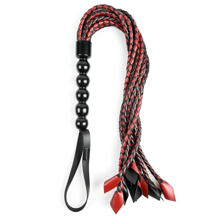 Sportsheets Saffron Braided Flogger - Black & Red