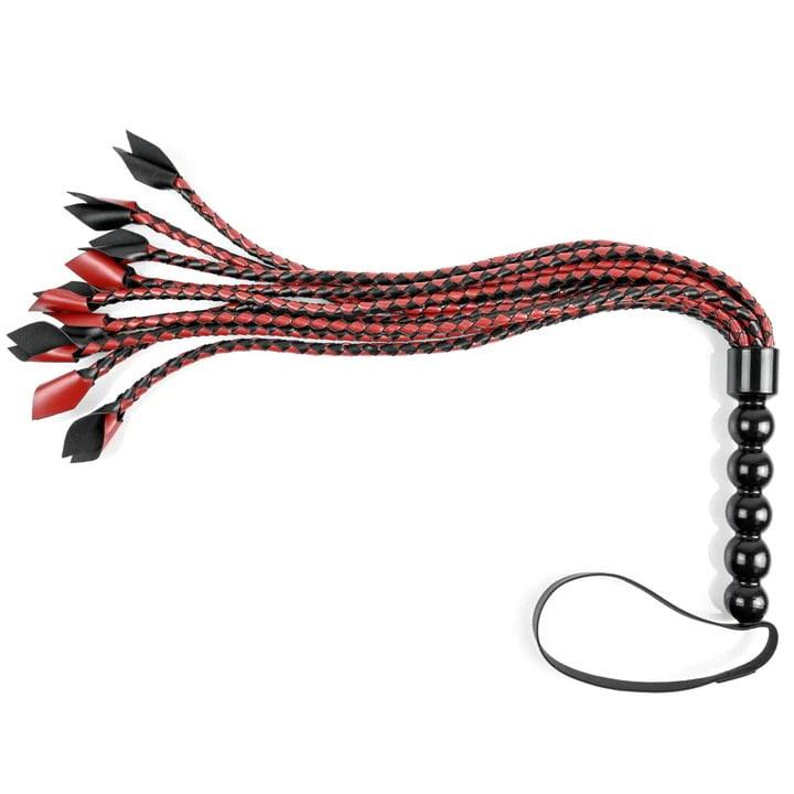 Sportsheets Saffron Braided Flogger - Black & Red