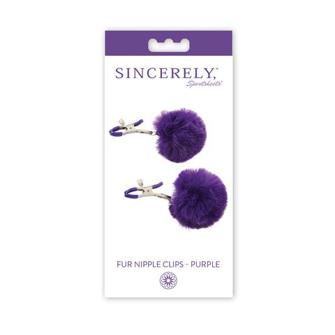 Sincerely by Sportsheets Fur Nipple Clips - Purple