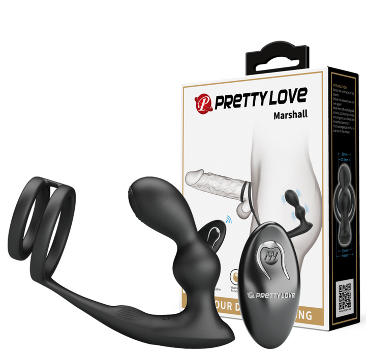 Pretty Love Marshell Vibrating Cock Ring & Butt Plug with Remote Control