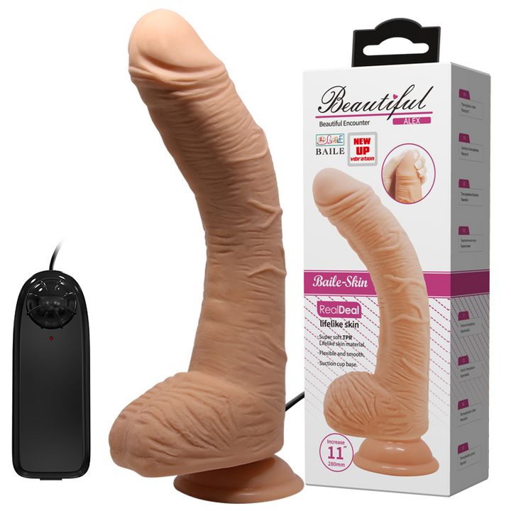 Beautiful Encounter Alex 11" Realistic Curved Vibrating Dildo