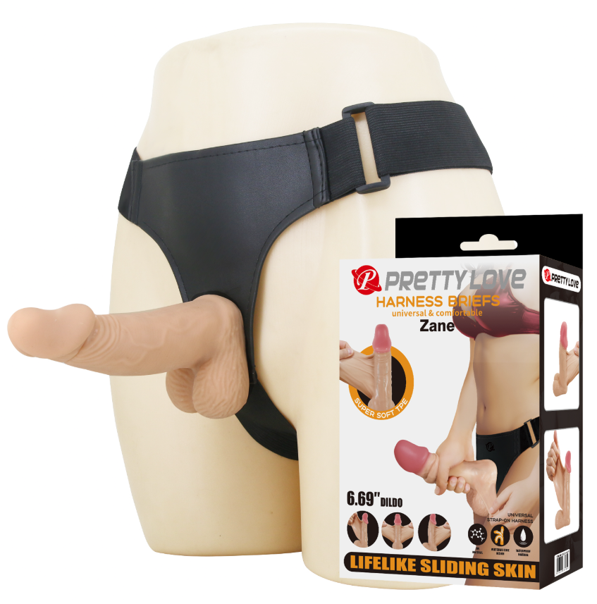 Pretty Love Zane Strap-On Harness 6.69" Sliding Skin Dildo