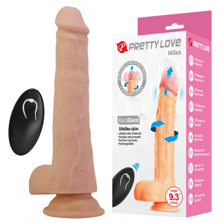 Pretty Love Miles Thrusting & Rotating 9.3" Realistic Dildo with Remote Control