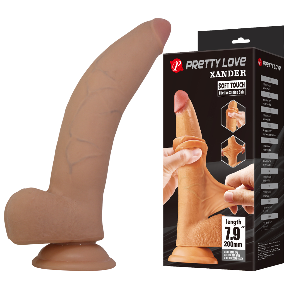Pretty Love Xander 7.9" Soft Touch Sliding Skin Dildo