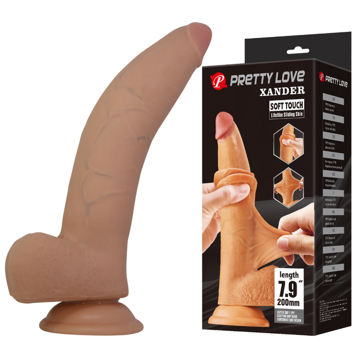 Pretty Love Xander 7.9" Soft Touch Sliding Skin Dildo