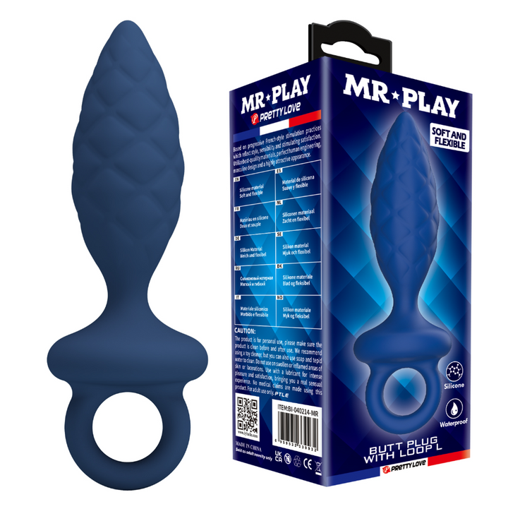 Mr Play John Silicone Butt Plug with Handle Loop