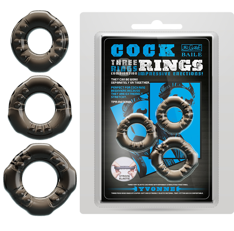 Baile Yvonne Stretchy Cock Ring Set 3pc - Cock Ring - Australia - Sexy Devil