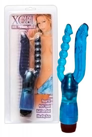 Seven Creations Xcel Double Penetrating Vibrator - Blue