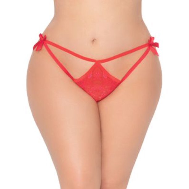 Seven 'Til Midnight 10935X Galloon Lace Thong - 1XL/2XL - Red