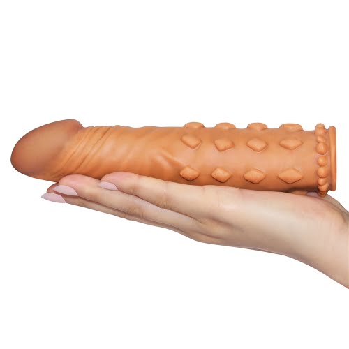 Pleasure X-Tender  2'' Penis Sleeve with Bumps - Brown