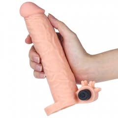 Lovetoy +2" Vibrating Pleasure X-Tender Extension Sleeve with Ball Strap - Light