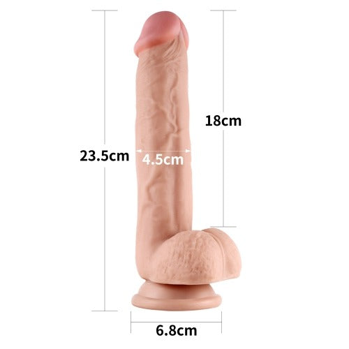 Lovetoy Sliding-Skin Dual Layer 9" Realistic Dildo Suction Cup - Flesh