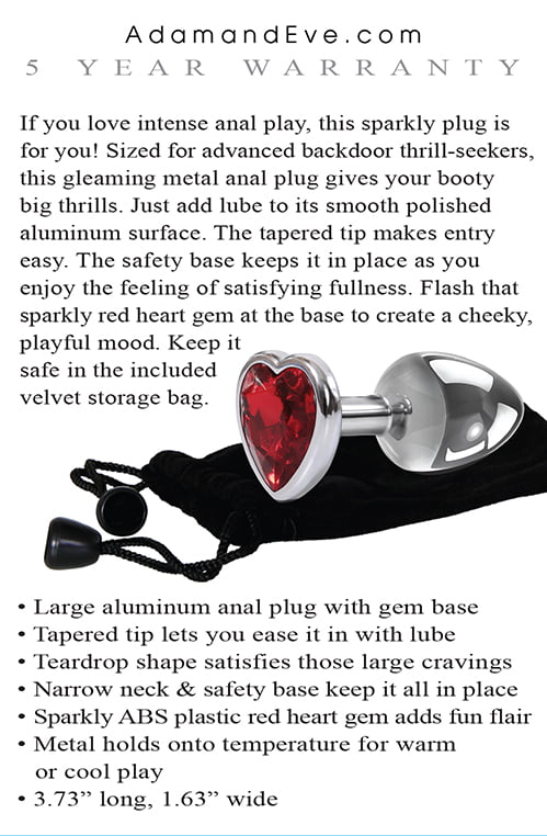 Adam & Eve Red Heart Gem Anal Plug - Large