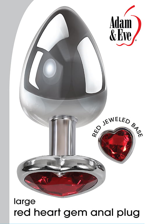 Adam & Eve Red Heart Gem Anal Plug - Large