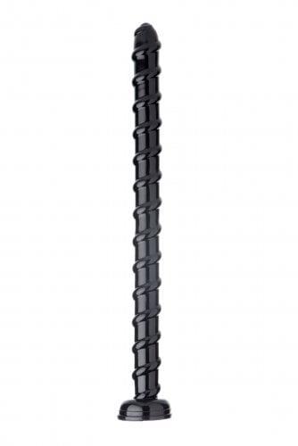 XR Brands Hosed 19″ x 1.5″ Swirl Hose Anal Dong with Suction Base - Black