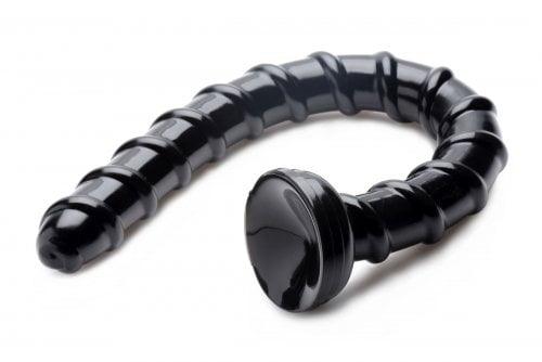 XR Brands Hosed 19″ x 1.5″ Swirl Hose Anal Dong with Suction Base - Black
