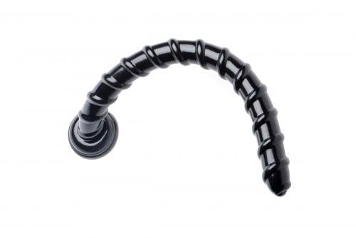 XR Brands Hosed 19″ x 1.5″ Swirl Hose Anal Dong with Suction Base - Black