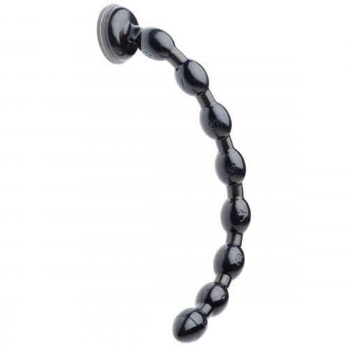XR Brands Hosed 19" x 1.5" Beaded Hose Anal Dong with Suction Base - Black