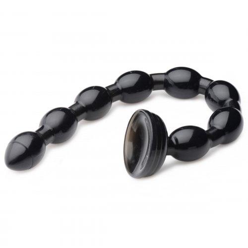 XR Brands Hosed 19" x 1.5" Beaded Hose Anal Dong with Suction Base - Black