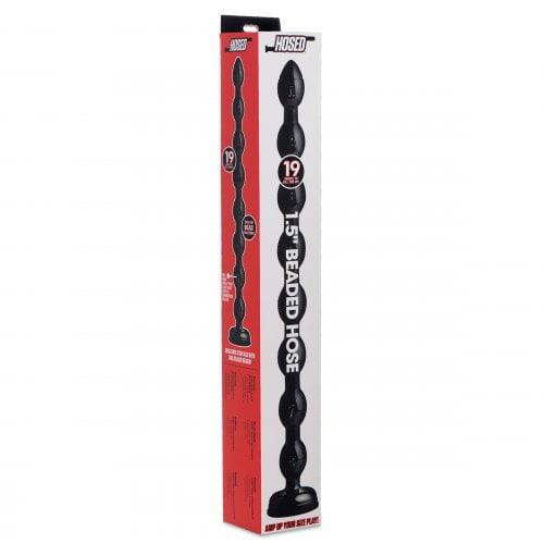 XR Brands Hosed 19" x 1.5" Beaded Hose Anal Dong with Suction Base - Black