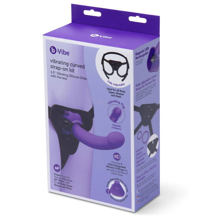 b-Vibe Vibrating 6.5" Curved Strap-On Kit - Strap-On - Australia - Sexy Devil